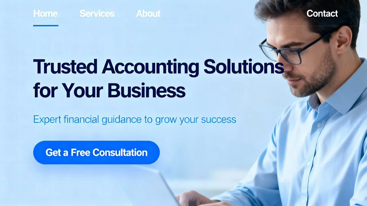 Professional accounting website layout with trust-building design elements